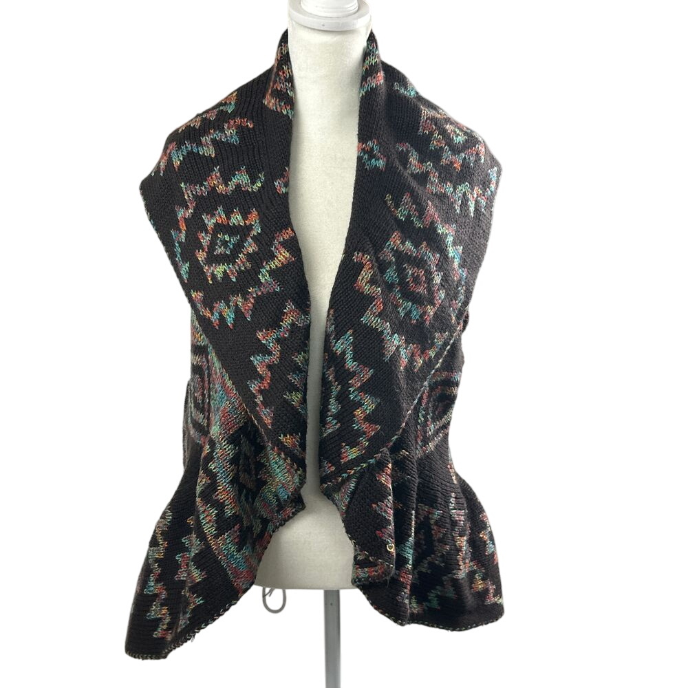 John Paul Richard Sweater Women's Extra‎ Large Knit Aztec Sleeveless Open Front
